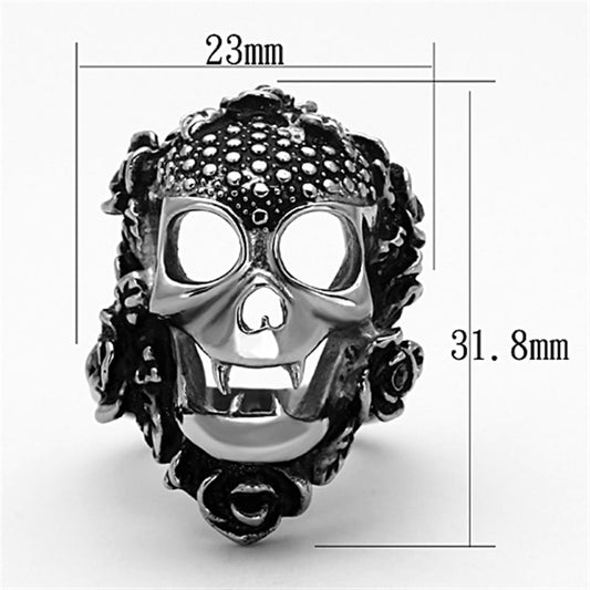 TK1203 - High polished (no plating) Stainless Steel Ring with Top Grade Crystal in Black Diamond-1