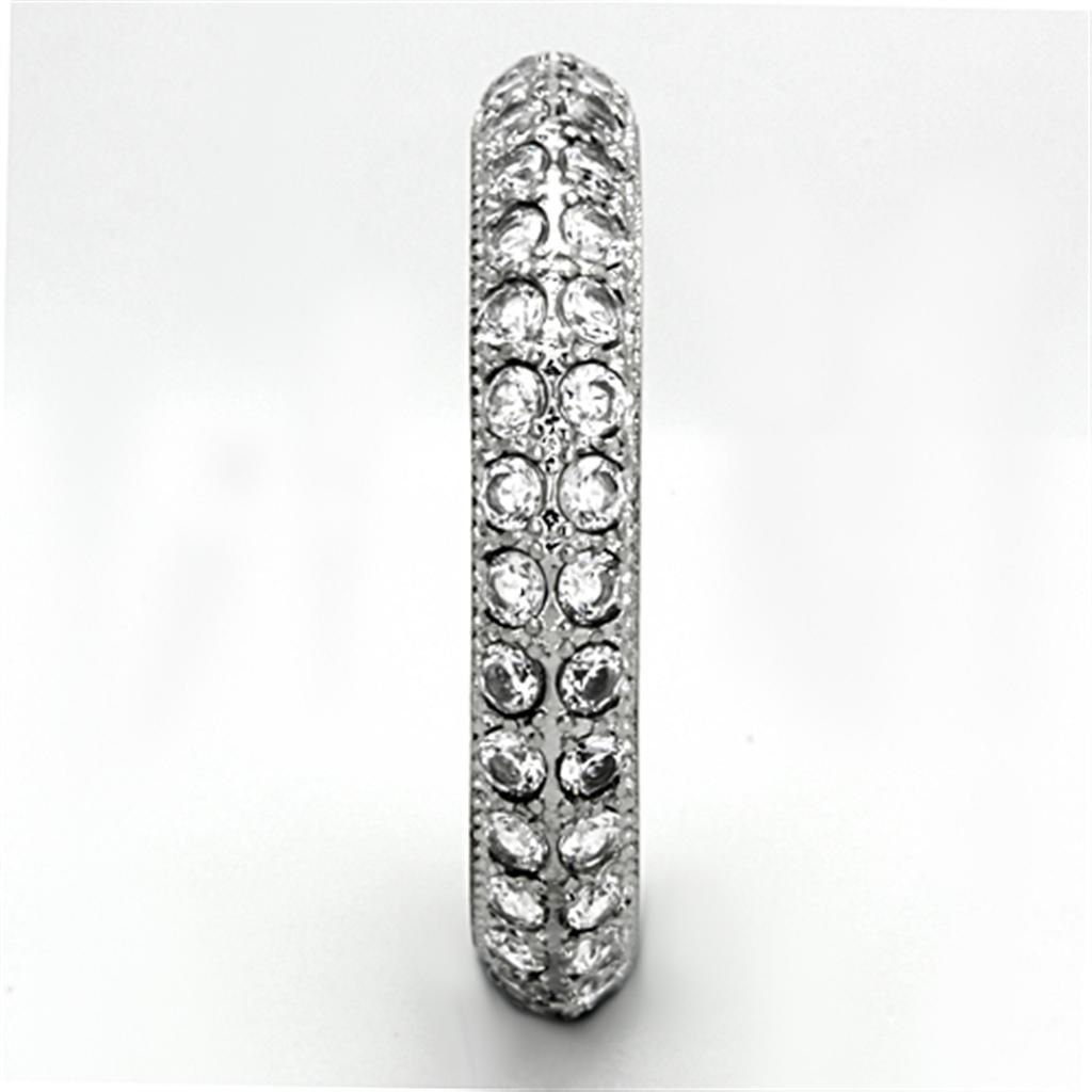 TK1225 - High polished (no plating) Stainless Steel Ring with AAA Grade CZ in Clear Alamode