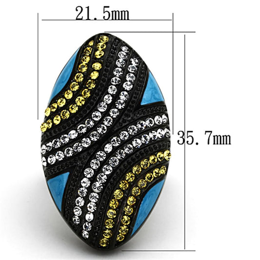 TK1294 - IP Black(Ion Plating) Stainless Steel Ring with Top Grade Crystal in Citrine Yellow-1