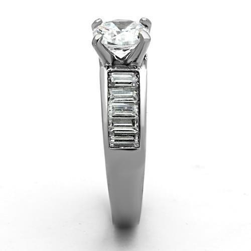 TK1332 - High polished (no plating) Stainless Steel Ring with AAA Grade CZ in Clear-3