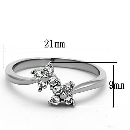 TK1333 - High polished (no plating) Stainless Steel Ring with AAA Grade CZ in Clear-1