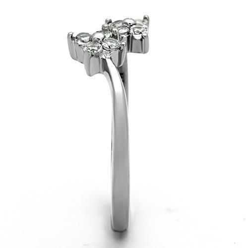 TK1333 - High polished (no plating) Stainless Steel Ring with AAA Grade CZ in Clear-3