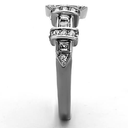 TK1334 - High polished (no plating) Stainless Steel Ring with Top Grade Crystal in Clear Alamode