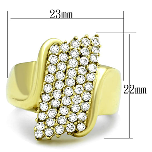 TK1554 - IP Gold(Ion Plating) Stainless Steel Ring with AAA Grade CZ in Clear Alamode
