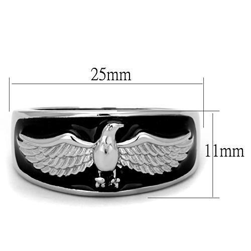 TK1597 - High polished (no plating) Stainless Steel Ring with Epoxy in Jet-1