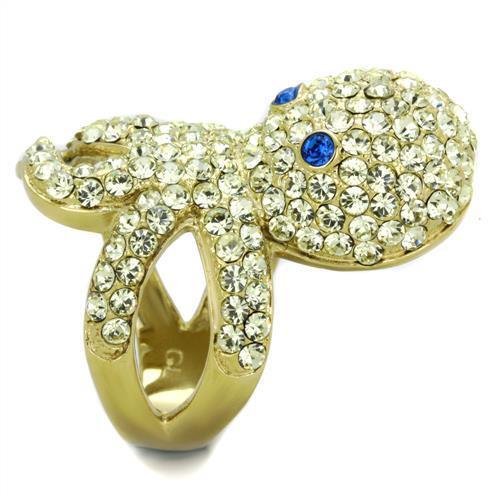 TK1640 - IP Gold(Ion Plating) Stainless Steel Ring with Top Grade Crystal in Multi Color Alamode