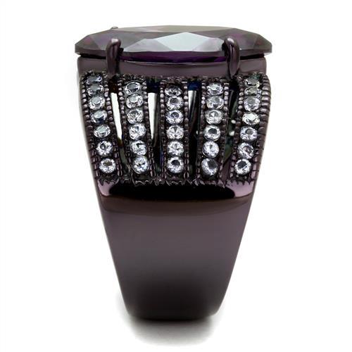 TK1752DC - IP Dark Brown (IP coffee) Stainless Steel Ring with AAA Grade CZ in Amethyst-3