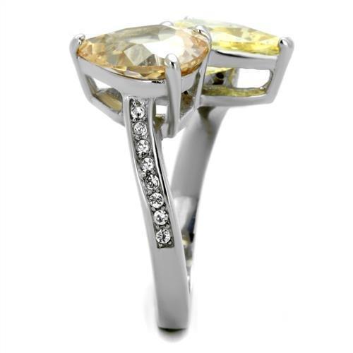 TK1820 - High polished (no plating) Stainless Steel Ring with AAA Grade CZ in Multi Color-3