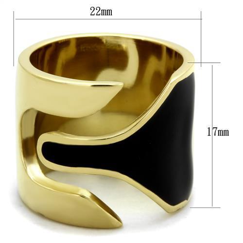 TK1860 - IP Gold(Ion Plating) Stainless Steel Ring with Epoxy in Jet Alamode