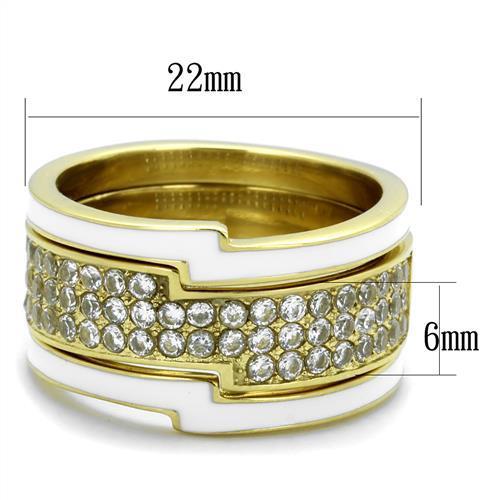 TK2035 - IP Gold(Ion Plating) Stainless Steel Ring with AAA Grade CZ in Clear-1