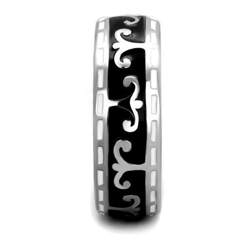 TK2154 - High polished (no plating) Stainless Steel Ring with Epoxy in Jet-3