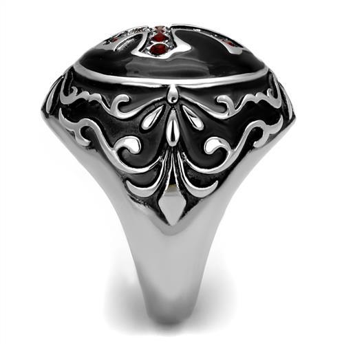 TK2229 - High polished (no plating) Stainless Steel Ring with Top Grade Crystal in Siam-3