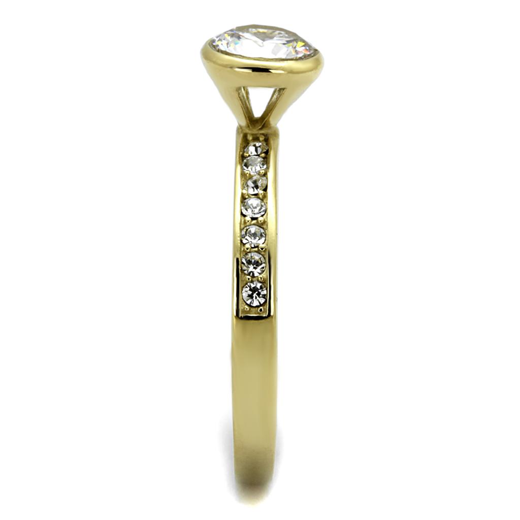 TK2254 - IP Gold(Ion Plating) Stainless Steel Ring with AAA Grade CZ in Clear-3
