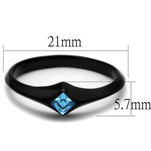 TK2284 - IP Black(Ion Plating) Stainless Steel Ring with Top Grade Crystal in Sea Blue-1