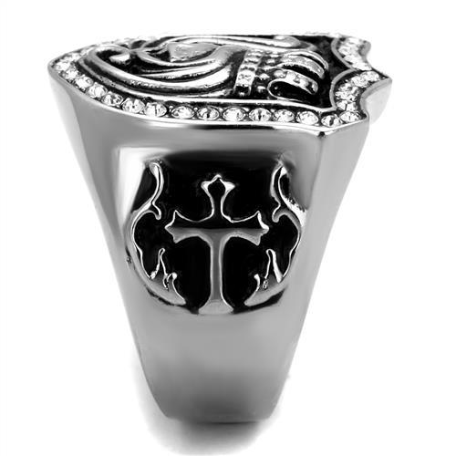TK2328 - High polished (no plating) Stainless Steel Ring with Top Grade Crystal in Clear-3