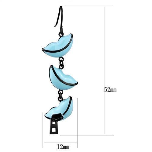 TK2624 - IP Black(Ion Plating) Stainless Steel Earrings with Epoxy in Sea Blue-1