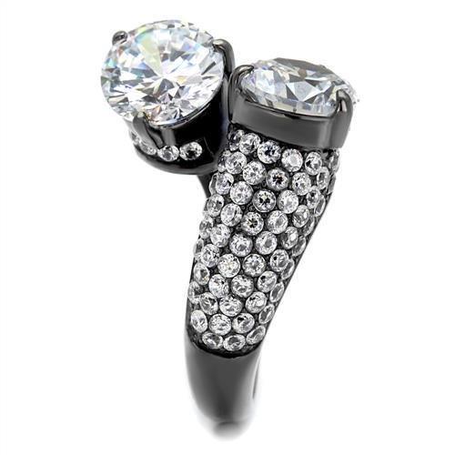 TK2674 - IP Light Black (IP Gun) Stainless Steel Ring with AAA Grade CZ in Clear-3