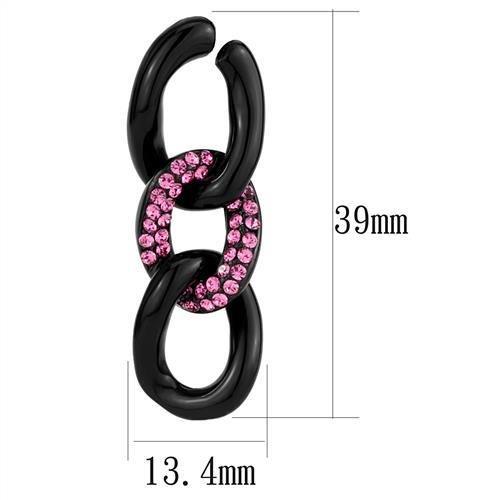 TK2711 - IP Black(Ion Plating) Stainless Steel Earrings with Top Grade Crystal in Light Peach-1