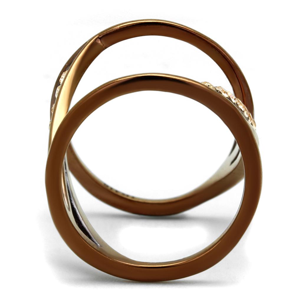 TK2827 - IP Coffee light Stainless Steel Ring with Top Grade Crystal in Light Peach-3