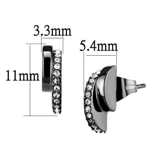 TK2855 - IP Light Black (IP Gun) Stainless Steel Earrings with Top Grade Crystal in Clear-1