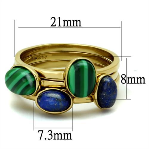 TK2905 - IP Gold(Ion Plating) Stainless Steel Ring with Synthetic MALACHITE in Emerald Alamode