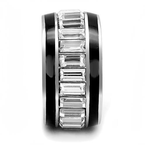 TK3173 - High polished (no plating) Stainless Steel Ring with Top Grade Crystal in Clear-3