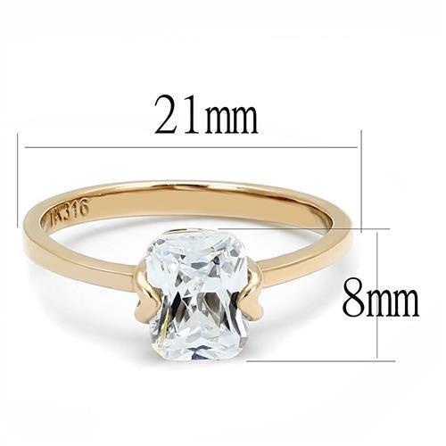 TK3179 - IP Rose Gold(Ion Plating) Stainless Steel Ring with AAA Grade CZ in Clear Alamode