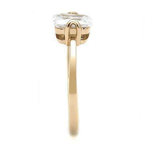 TK3179 - IP Rose Gold(Ion Plating) Stainless Steel Ring with AAA Grade CZ in Clear Alamode
