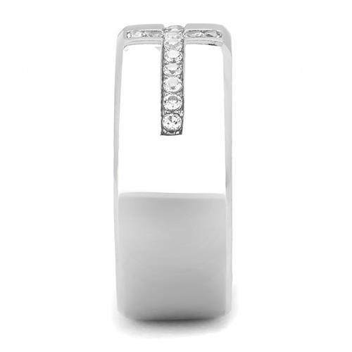TK3225 - High polished (no plating) Stainless Steel Ring with AAA Grade CZ in Clear Alamode