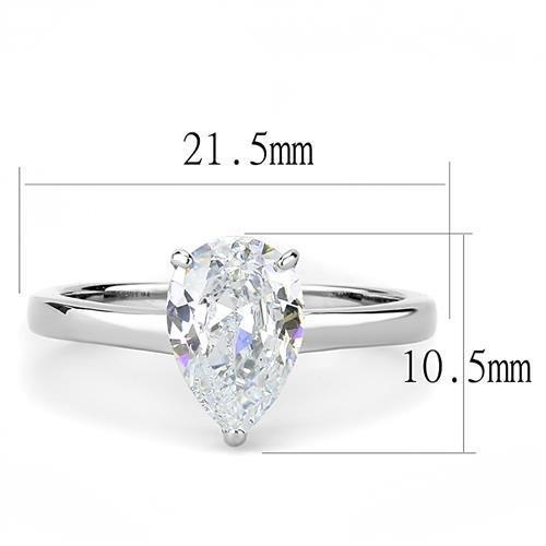 TK3251 - High polished (no plating) Stainless Steel Ring with AAA Grade CZ in Clear-1