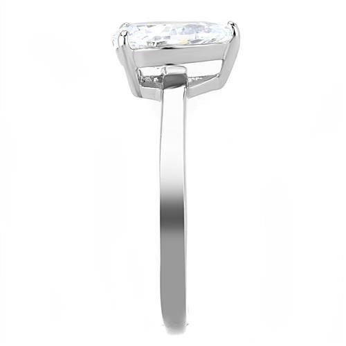 TK3251 - High polished (no plating) Stainless Steel Ring with AAA Grade CZ in Clear-3