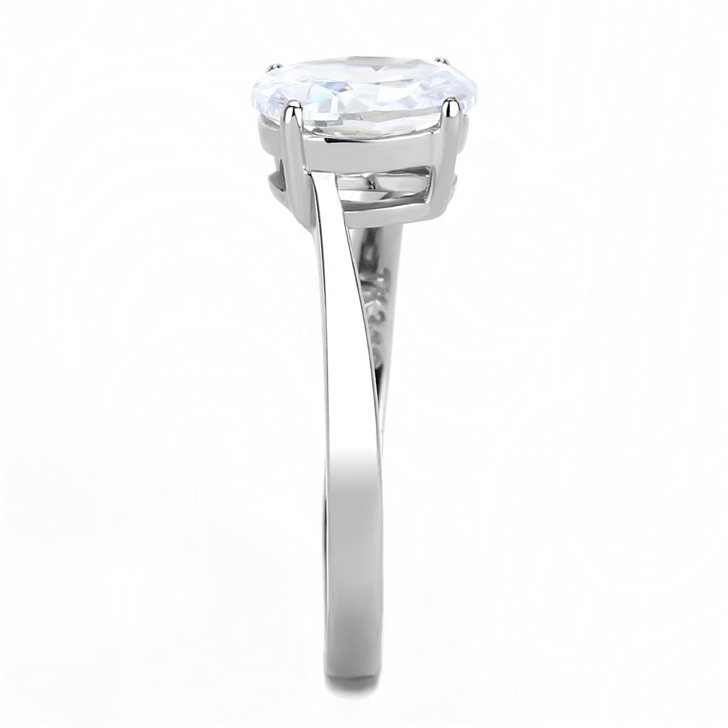 TK3433 - High polished (no plating) Stainless Steel Ring with AAA Grade CZ in Clear Alamode