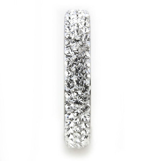 TK3533 - High polished (no plating) Stainless Steel Ring with Top Grade Crystal in Clear Alamode
