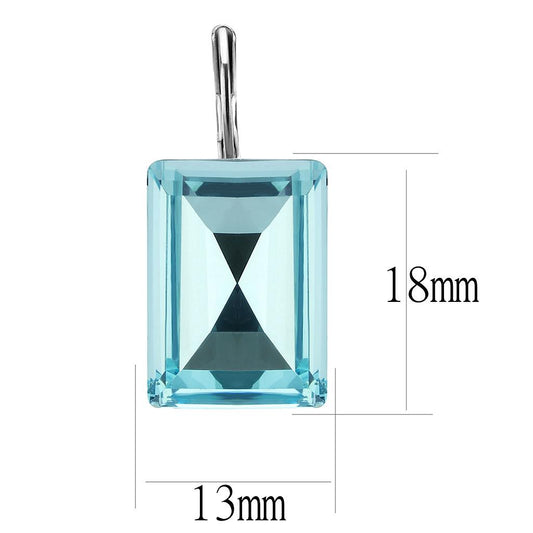 TK3649 - High polished (no plating) Stainless Steel Earrings with Top Grade Crystal in Sea Blue-1