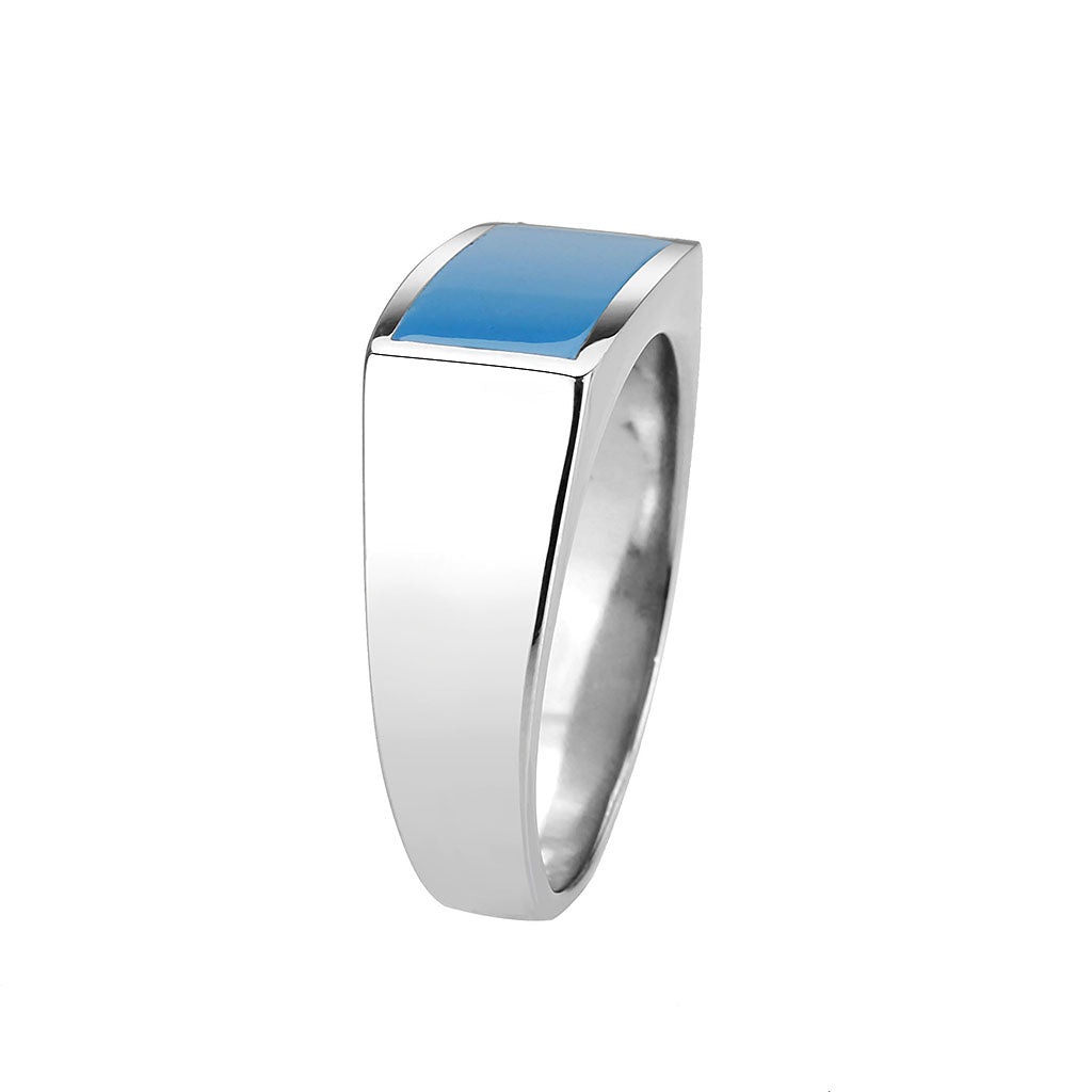 TK3770 - High polished (no plating) Stainless Steel Ring with Epoxy in SeaBlue Alamode