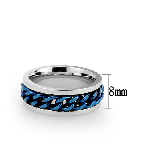 TK3916 - Two Tone IP Blue Stainless Steel Ring with NoStone in No Stone Alamode
