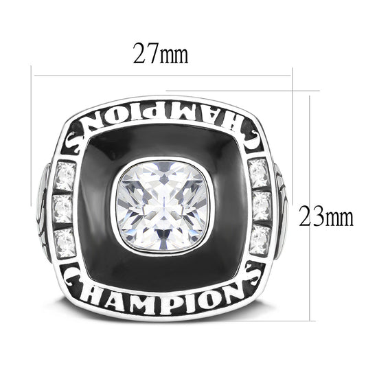 TK3944 - High polished (no plating) Stainless Steel Ring with AAA Grade CZ in Clear Alamode