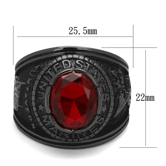 TK414703J - IP Black(Ion Plating) Stainless Steel Ring with Synthetic Synthetic Glass in Siam-1