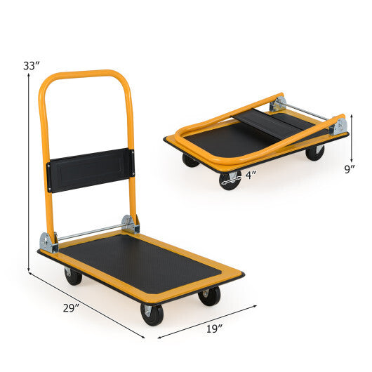 330 lbs Platform Cart Dolly Foldable Warehouse Push Hand Truck W2B
