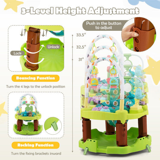 3-in-1 Baby Activity Center with 3-position for 0-24 Months-Green - Color: Green W2B