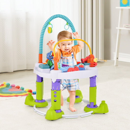 4-in-1 Baby Bouncer Activity Center with 3 Adjustable Heights-Green - Color: Green W2B