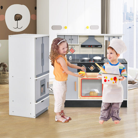 Wooden Chef Play Kitchen and Refrigerator with Realistic Range Hood and Roaster W2B
