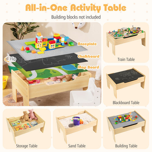 78 Pieces Wooden Train Set Activity Railway Playset for Kids Aged 18M+ W2B