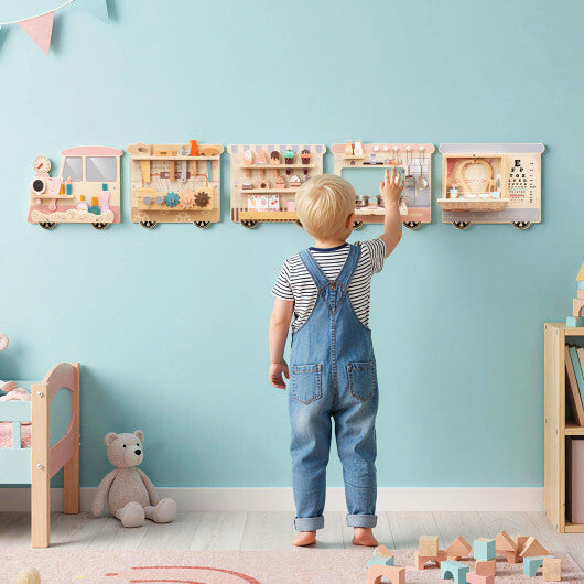 Wooden Sensory Wall Panel with Vanity and Tool Box W2B