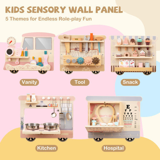 Wooden Sensory Wall Panel with Vanity and Tool Box W2B