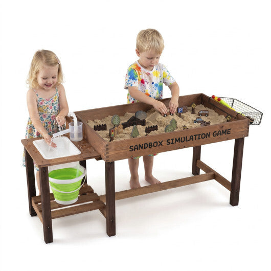 Sensory Table with Water Pump & Sink and 33 Sand Toys for Toddlers W2B