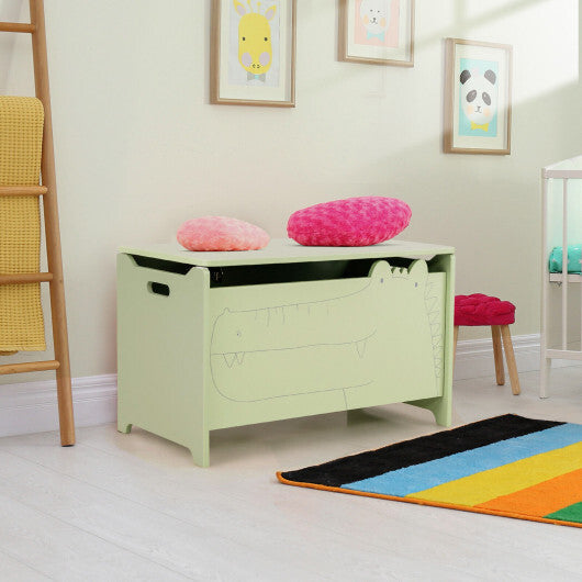 Wooden Kids Toy Box with Safety Hinge-Green W2B