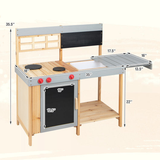 Outdoor Kid's Mud Kitchen Set with Detachable Water Box for Toddlers Over 3 W2B