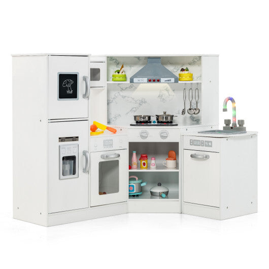 Kids Corner Pretend Kitchen Playset with Separated Washing Basin-Coffee W2B