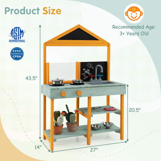 Kids Kitchen Playset with Root Viewer Planter and Rotatable Faucet W2B